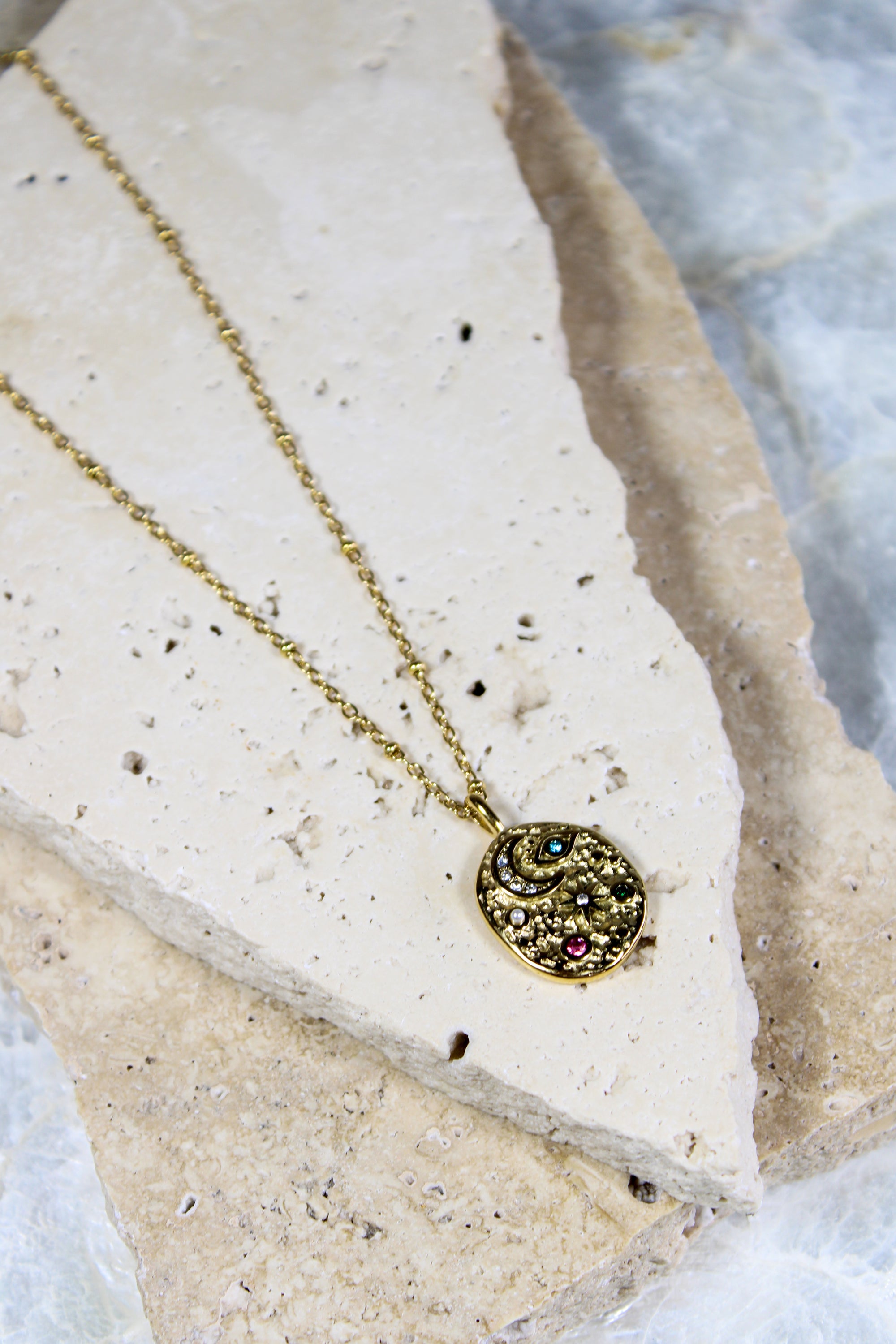 Ayla Gold Multicolor Gem Necklace