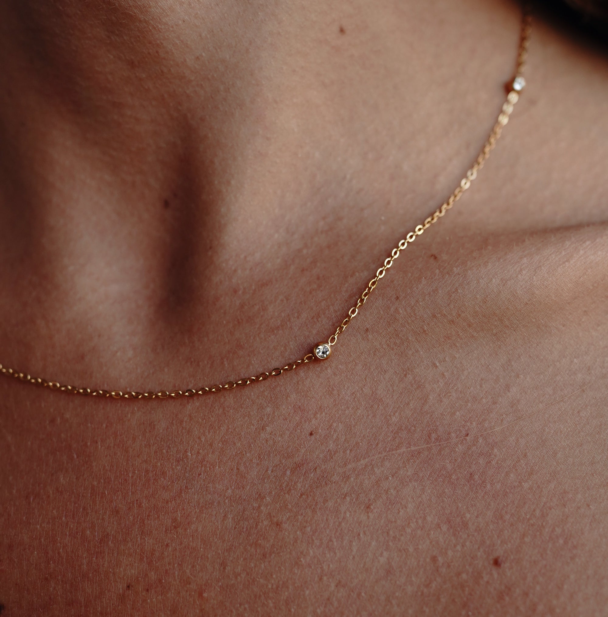 Dorota Zirconia Gold Necklace when worn