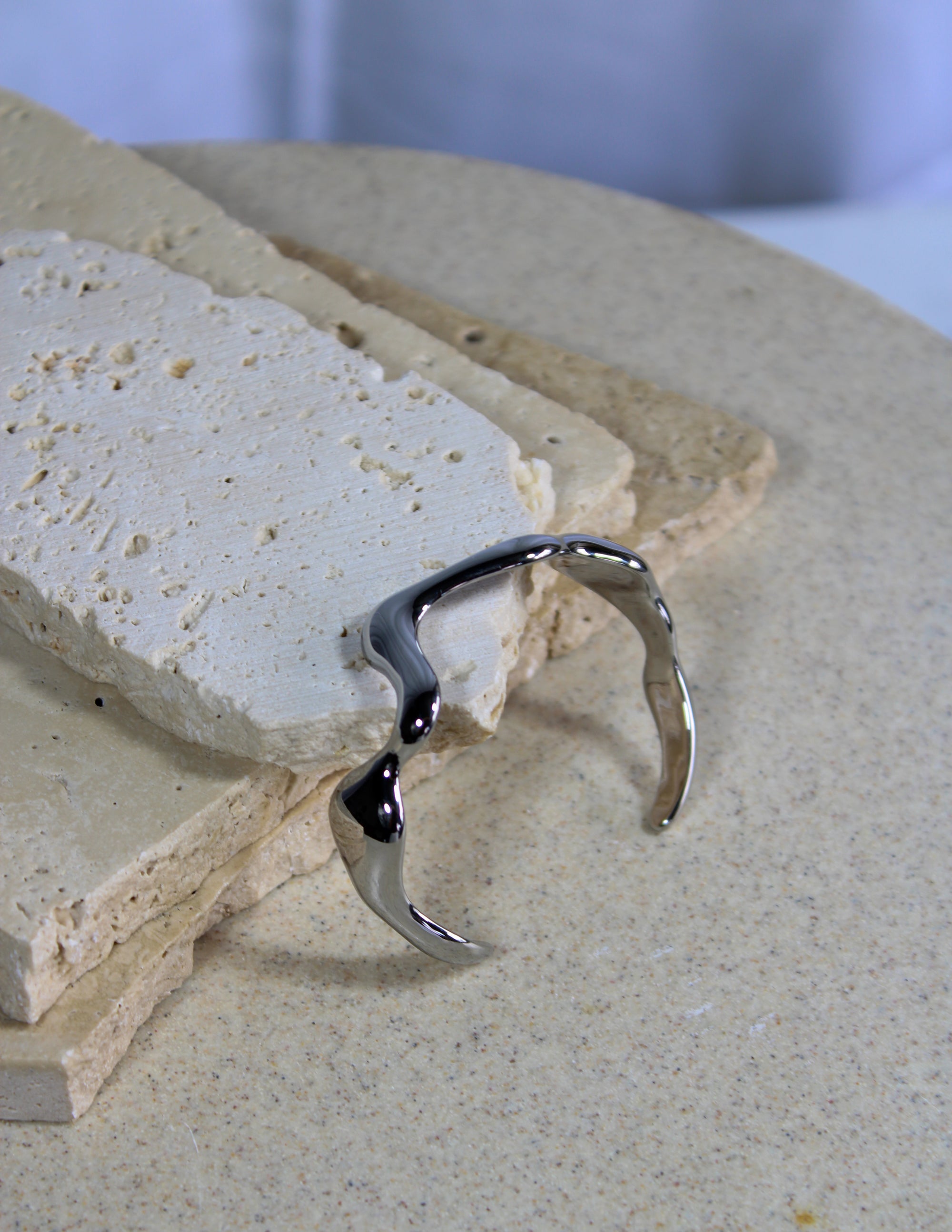 Franja Silver Wavy Cuff Bangle