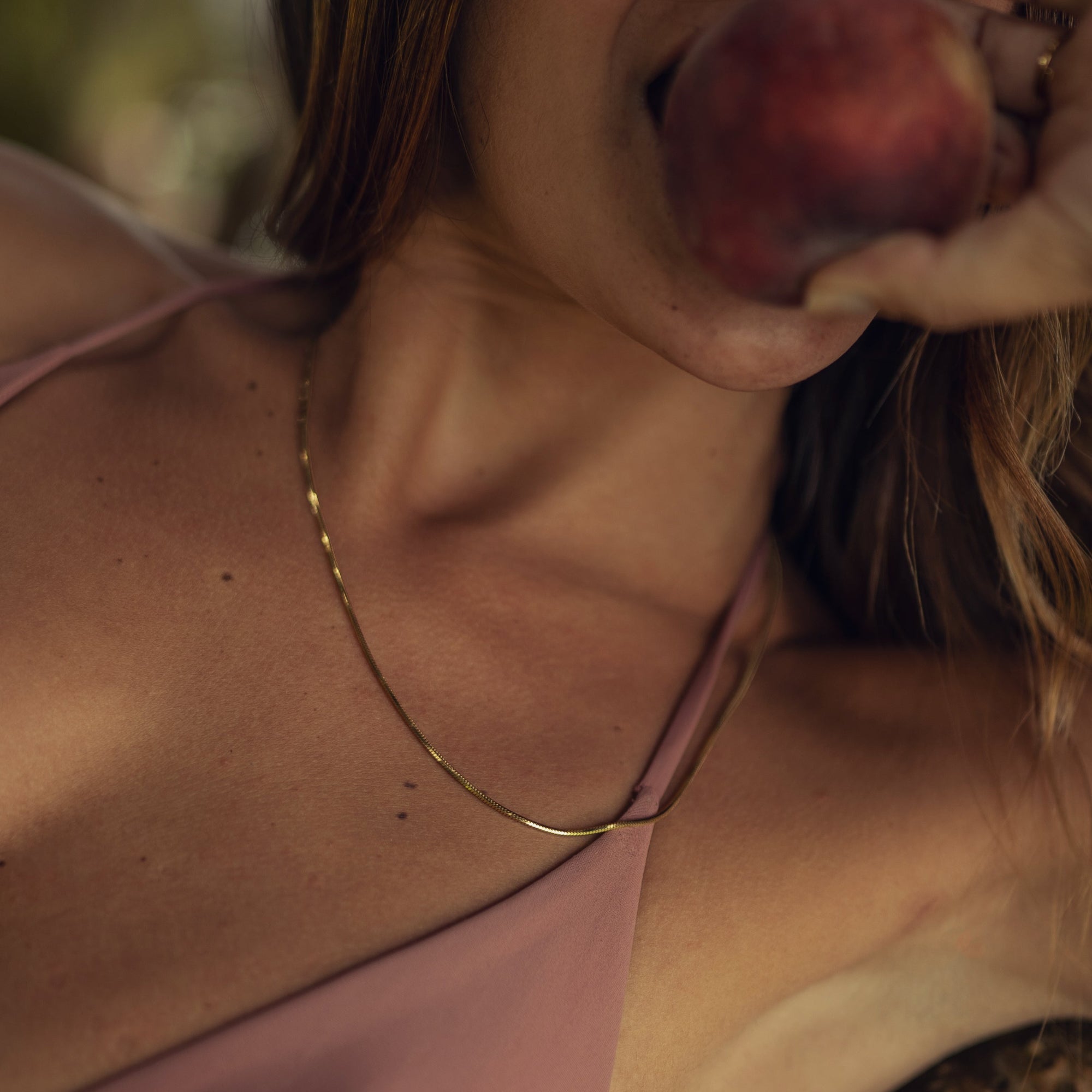 Nadia Chain Gold Necklace on a model