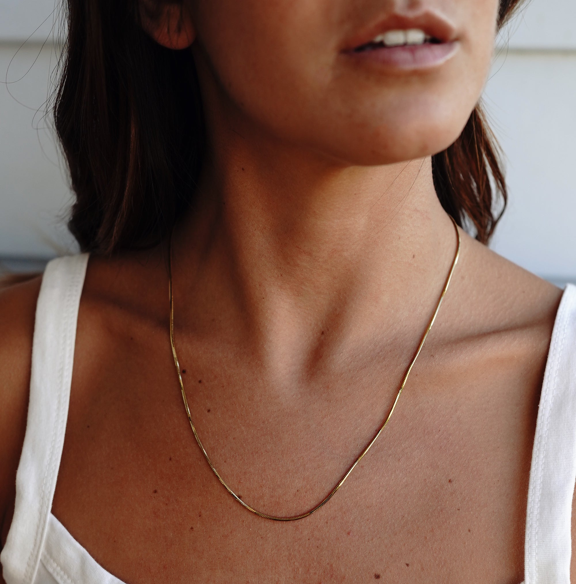 Nadia Gold Necklace when worn