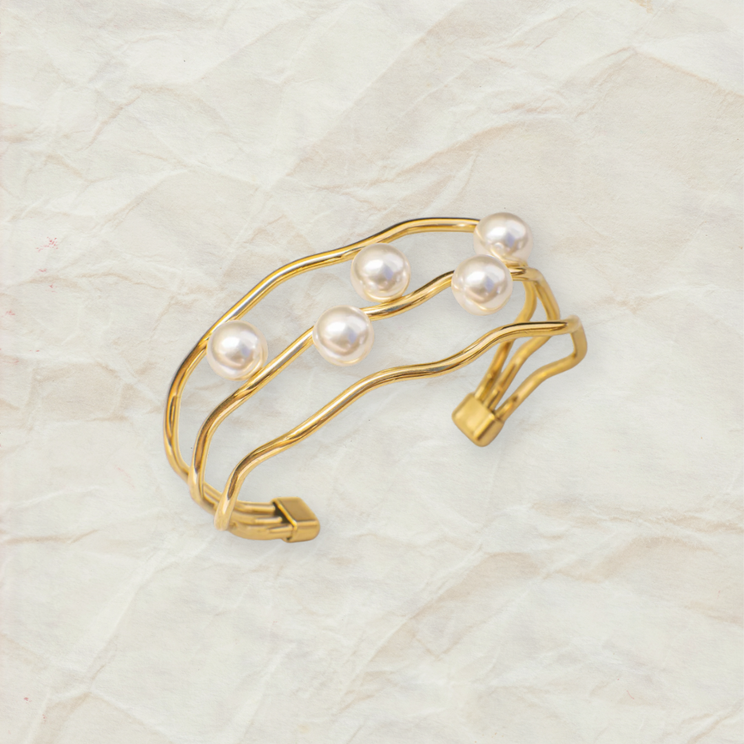 Sanita Pearl Wave Cuff Bracelet