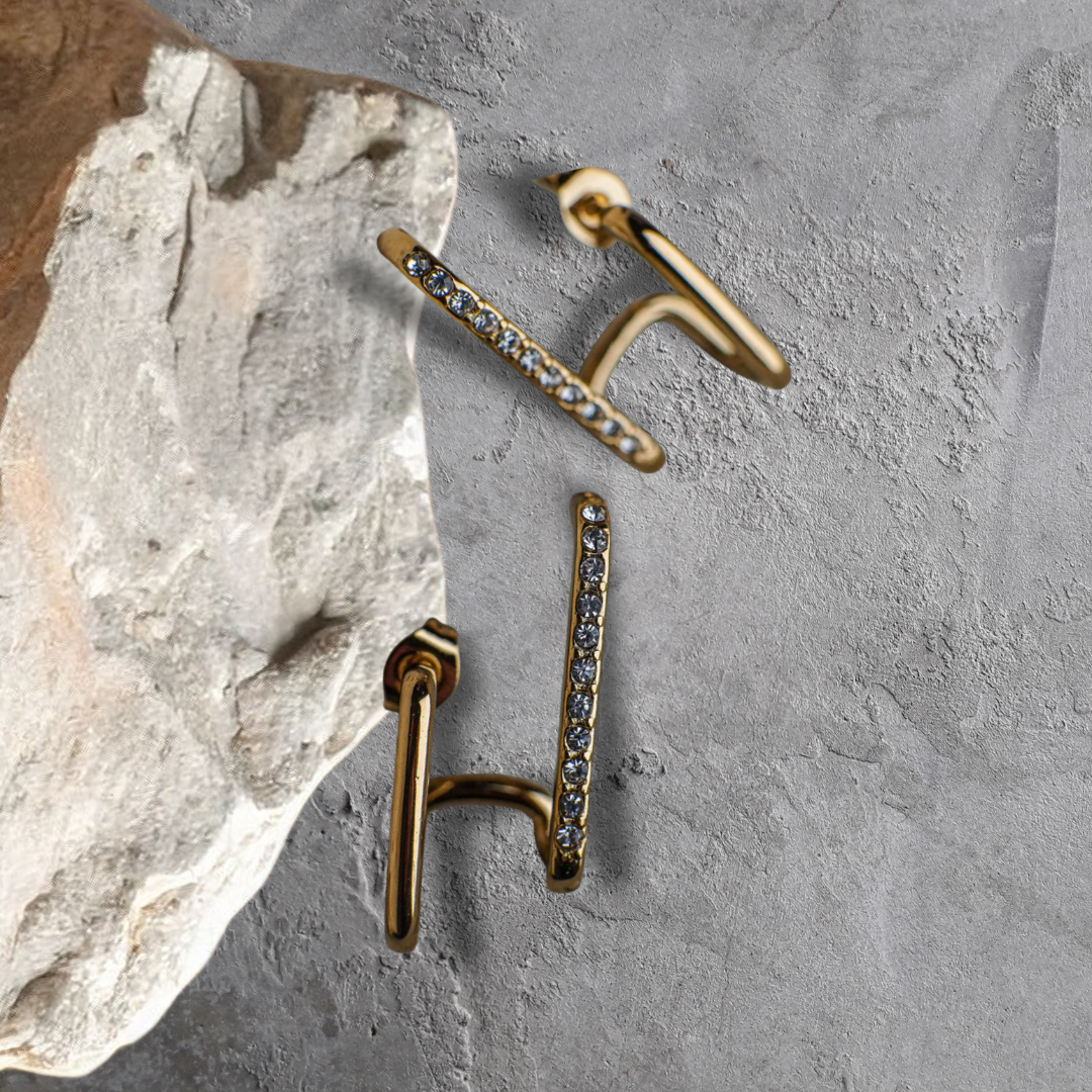 Tamara Crystal-Studded Gold Drop Earrings