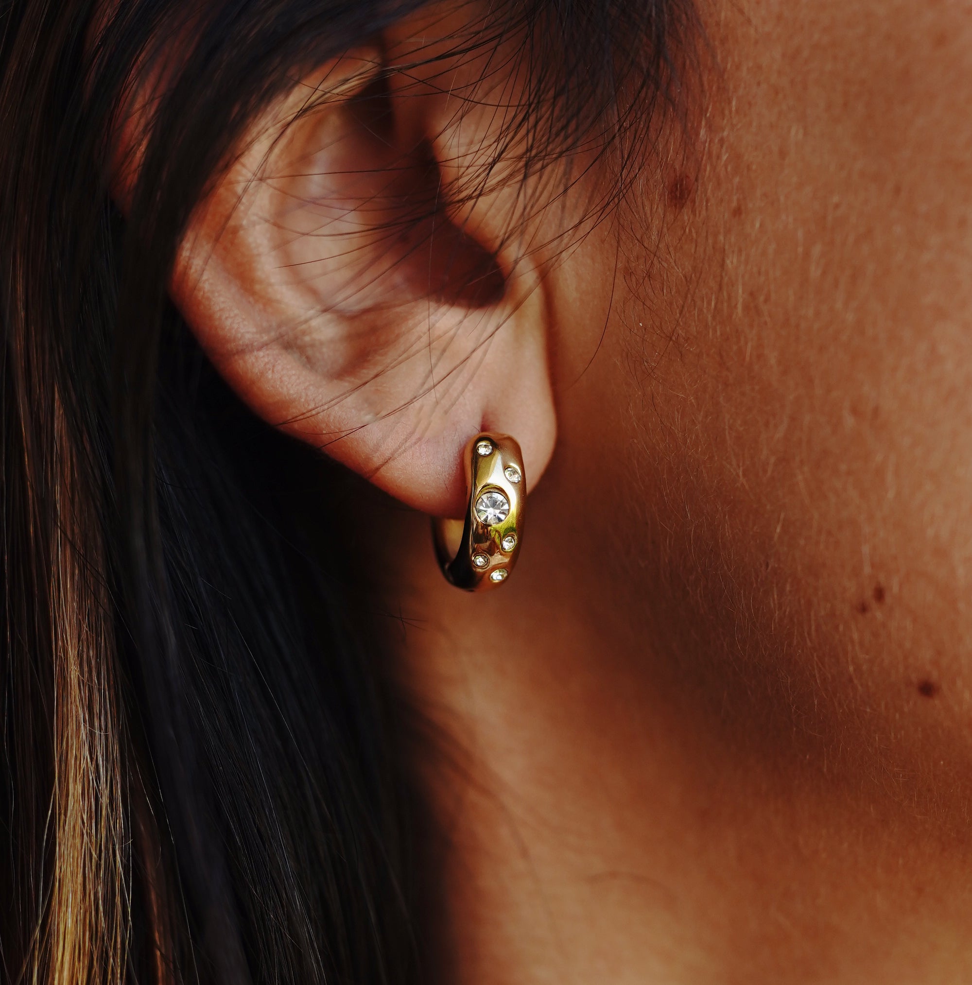 Tatiana Zirconia Huggie Earrings