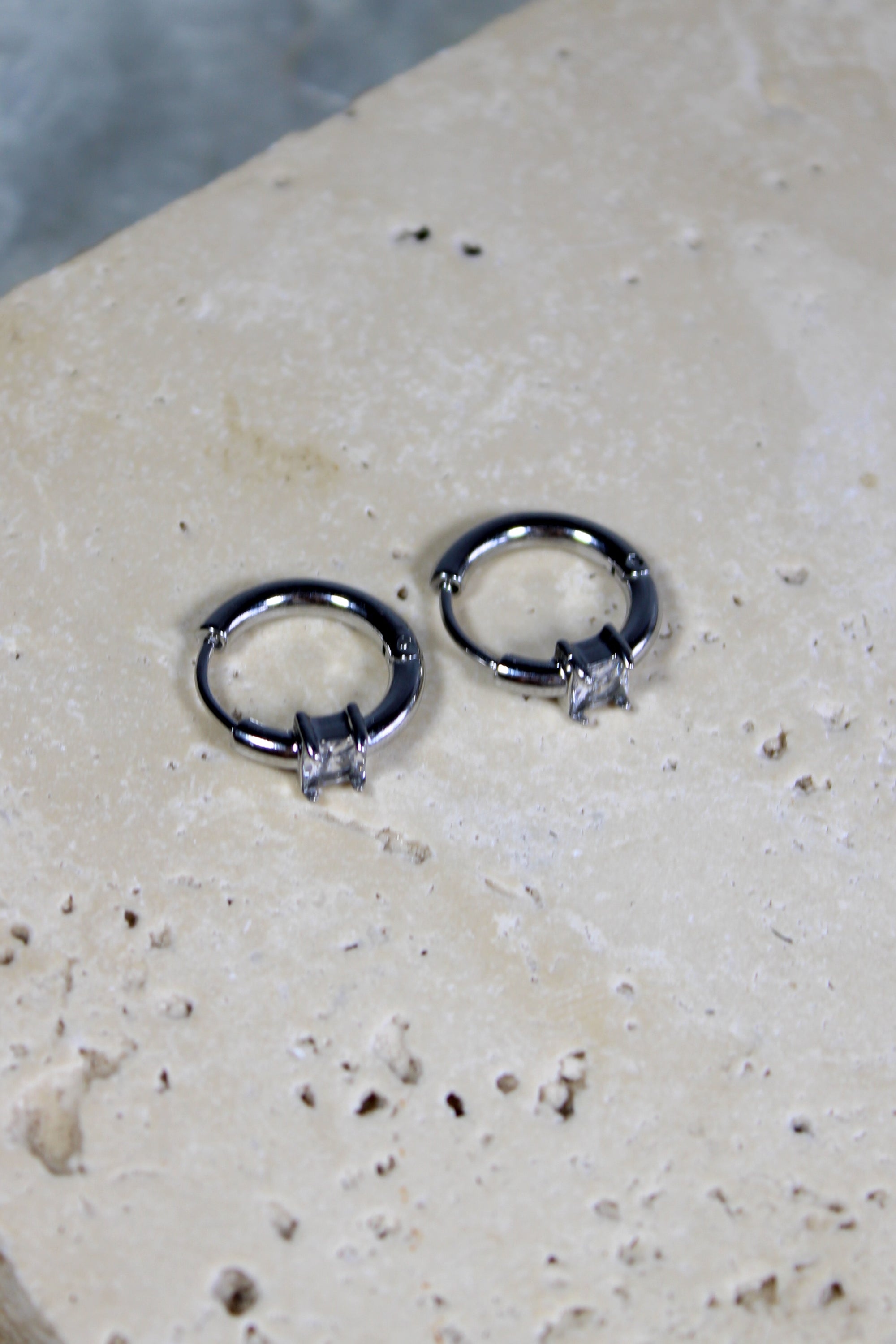 Wynn Square-cut Gem Silver Earrings