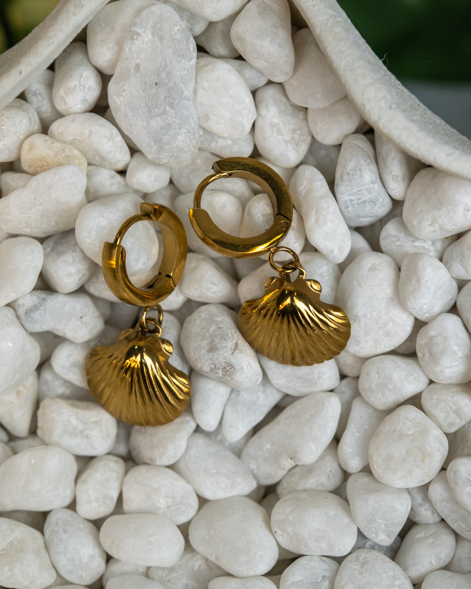 Yria Gold Shell Hoop Earrings